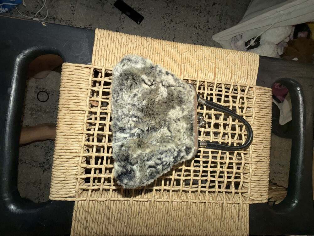 Wilsons Leather Faux Fur Kiss Lock Mini Handbag
